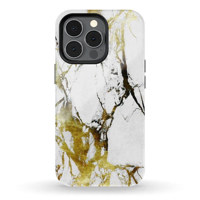 iPhone 13 pro StrongFit Gold-White Marble Impress by ''CVogiatzi.