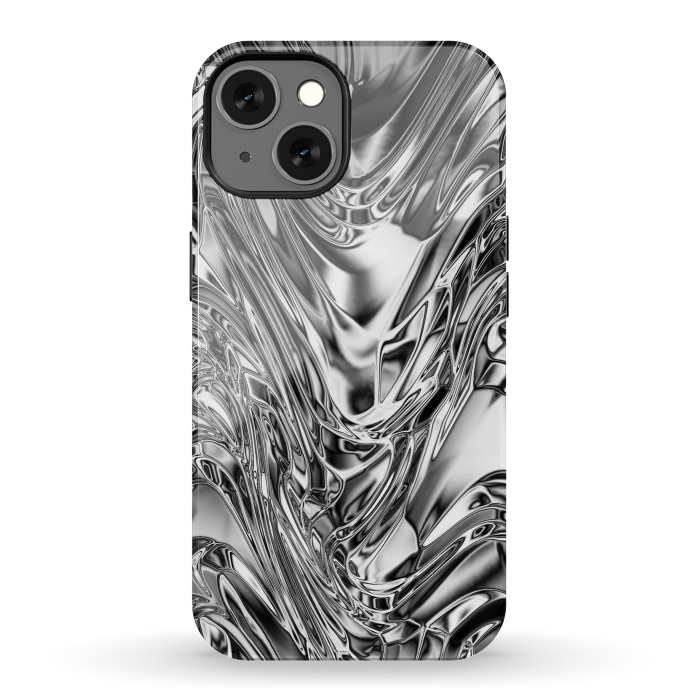 iPhone 13 StrongFit Silver Aluminium Molten Metal Digital Texture by BluedarkArt