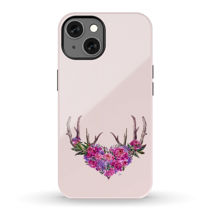 iPhone 13 StrongFit Bohemian Watercolor Illustration - Heart and Antler by  Utart