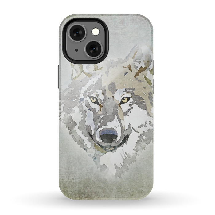 iPhone 13 mini StrongFit Wolf Head Watercolor Art 2 by Andrea Haase