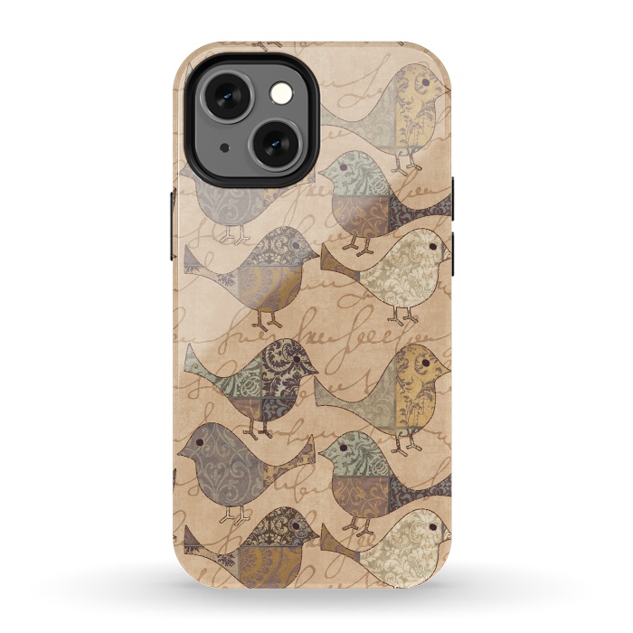 iPhone 13 mini StrongFit Patchwork Bird Pattern by Andrea Haase