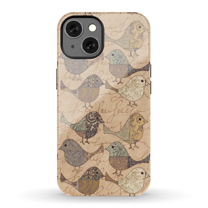 iPhone 13 StrongFit Patchwork Bird Pattern by Andrea Haase