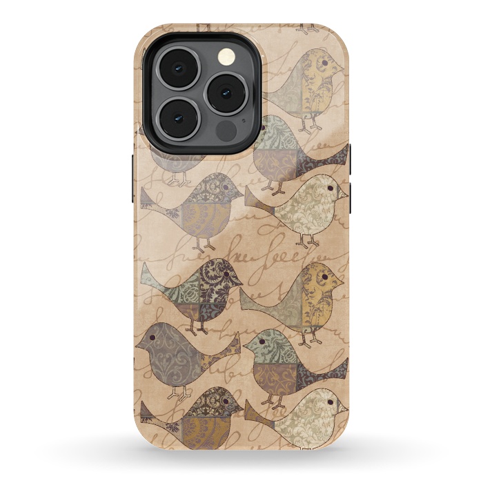 iPhone 13 pro StrongFit Patchwork Bird Pattern by Andrea Haase
