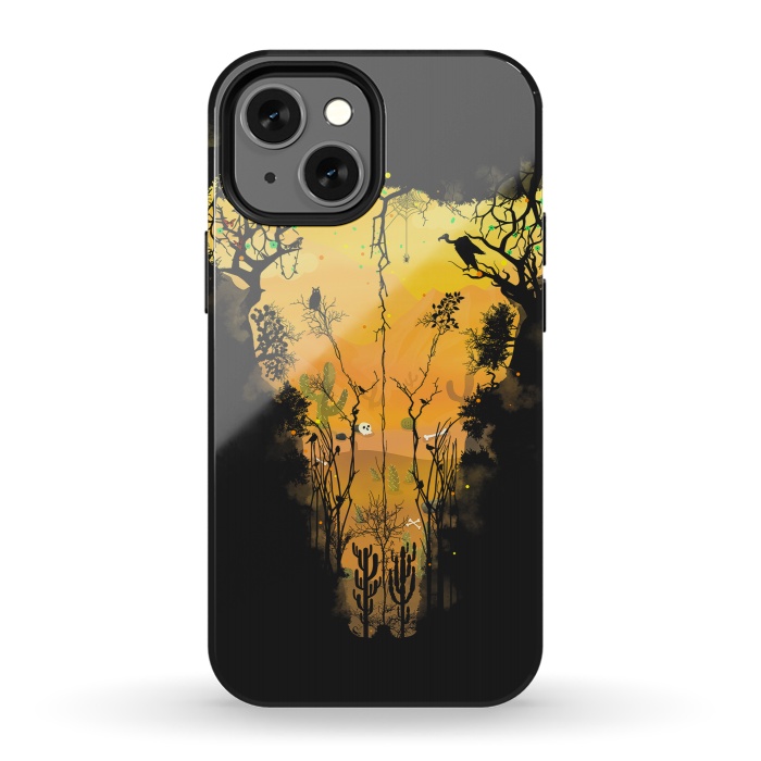 iPhone 13 mini StrongFit Dark Desert Cow Skull by Sitchko