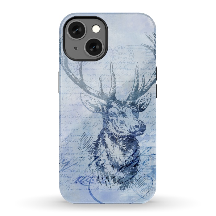 iPhone 13 StrongFit Blue Nostalgic Deer by Andrea Haase