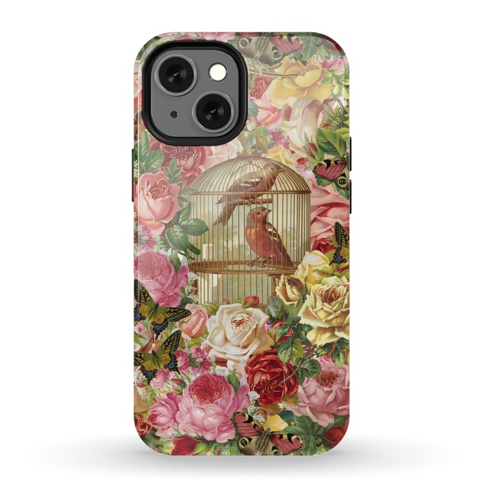 iPhone 13 mini StrongFit Vintage Bird Cage and Flowers by Andrea Haase
