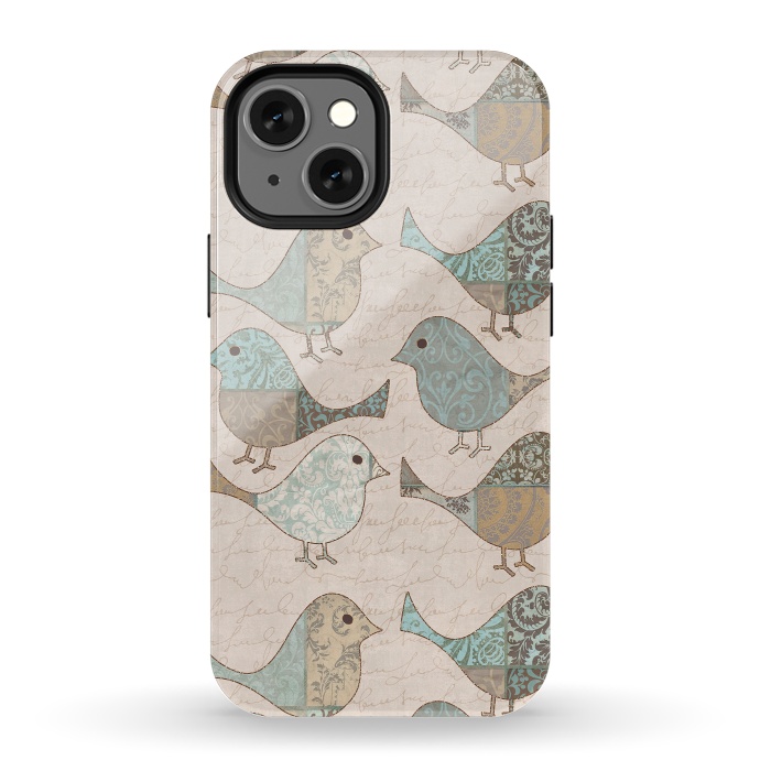 iPhone 13 mini StrongFit Cute Patchwork Birds by Andrea Haase