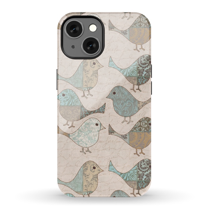 iPhone 13 StrongFit Cute Patchwork Birds by Andrea Haase
