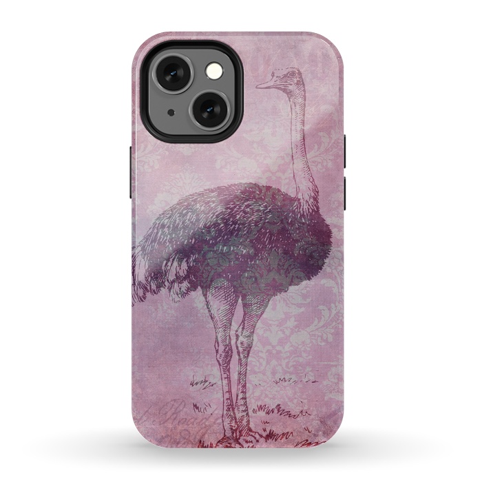 iPhone 13 mini StrongFit Vintage Pink Ostrich Art by Andrea Haase