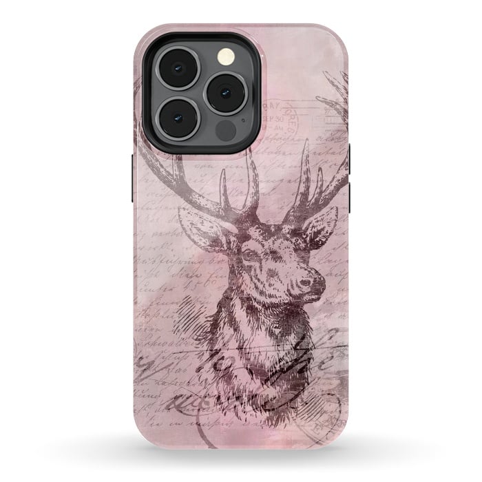 iPhone 13 pro StrongFit Vintage Deer Pastel Pink by Andrea Haase