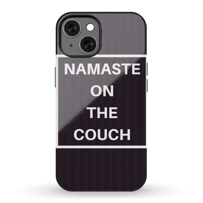 iPhone 13 StrongFit namaste on the couch by MALLIKA