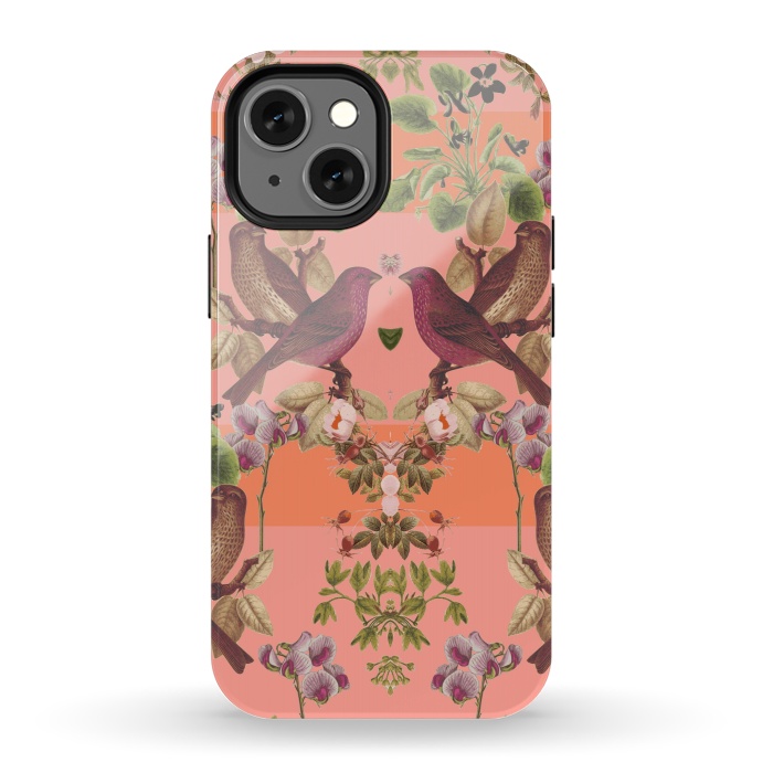 iPhone 13 mini StrongFit Vintage Botanic (Pink) by Zala Farah