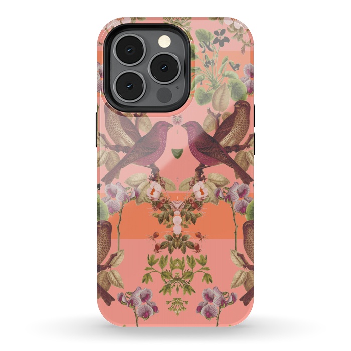 iPhone 13 pro StrongFit Vintage Botanic (Pink) by Zala Farah