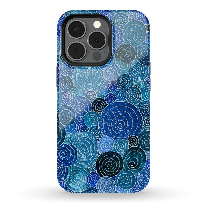 iPhone 13 pro StrongFit Blue Abstract Metal Dots and Circles by  Utart