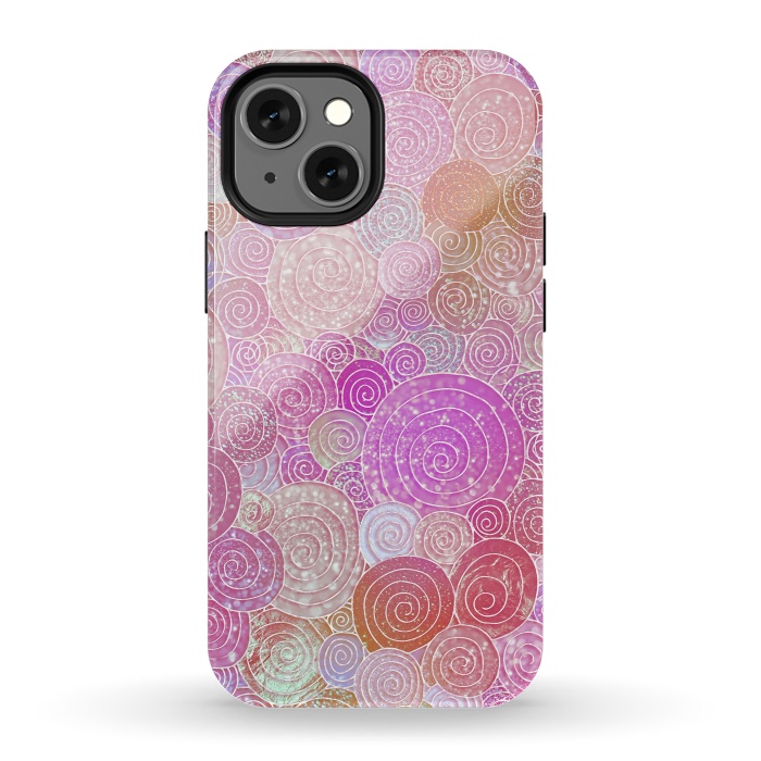 iPhone 13 mini StrongFit Pink Metal Circles Dots Pattern by  Utart