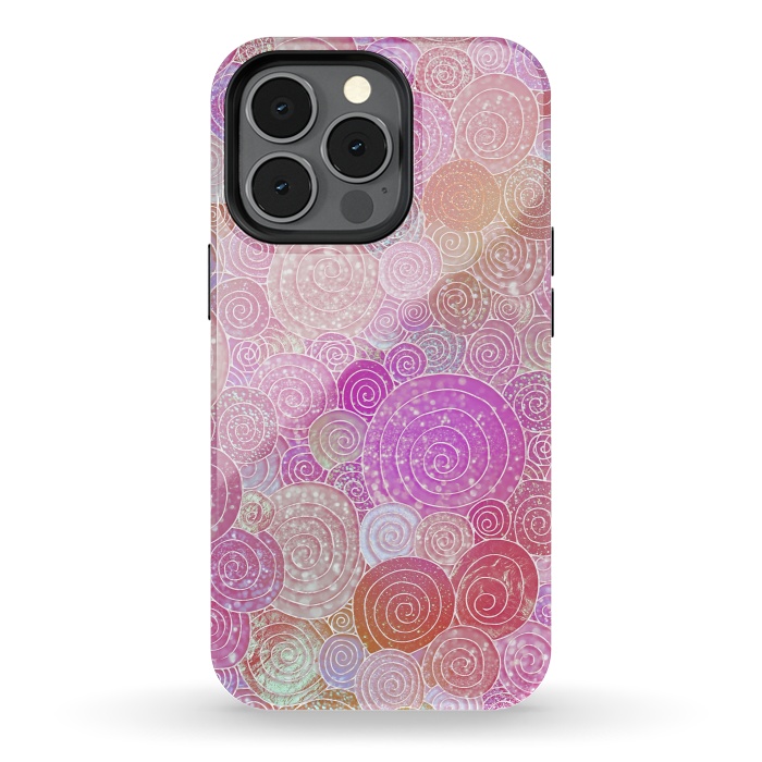 iPhone 13 pro StrongFit Pink Metal Circles Dots Pattern by  Utart