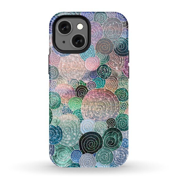 iPhone 13 mini StrongFit Multicolor Trendy Dots and Circles  by  Utart