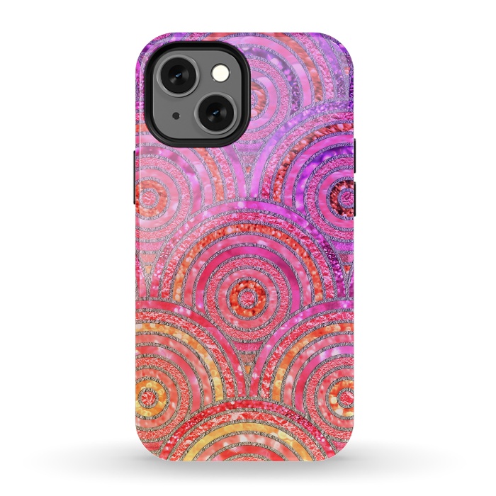 iPhone 13 mini StrongFit Multicolor Pink Gold Circles  by  Utart