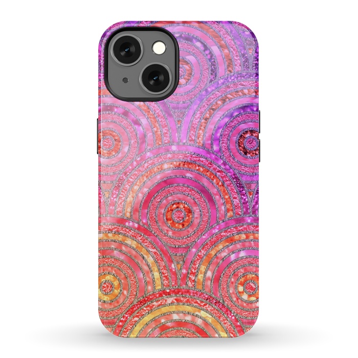 iPhone 13 StrongFit Multicolor Pink Gold Circles  by  Utart