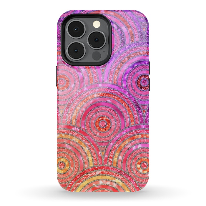 iPhone 13 pro StrongFit Multicolor Pink Gold Circles  by  Utart