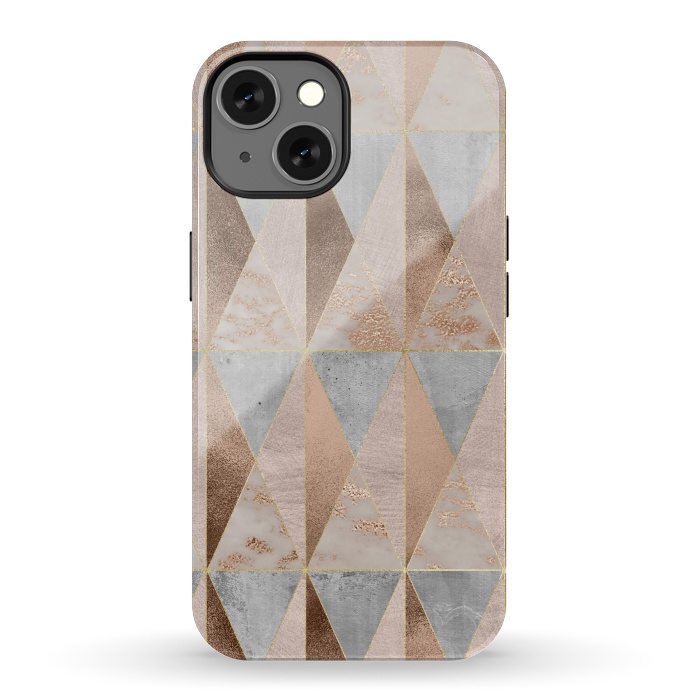 iPhone 13 StrongFit Modern Marble Geode Copper Triangle Argyle by  Utart