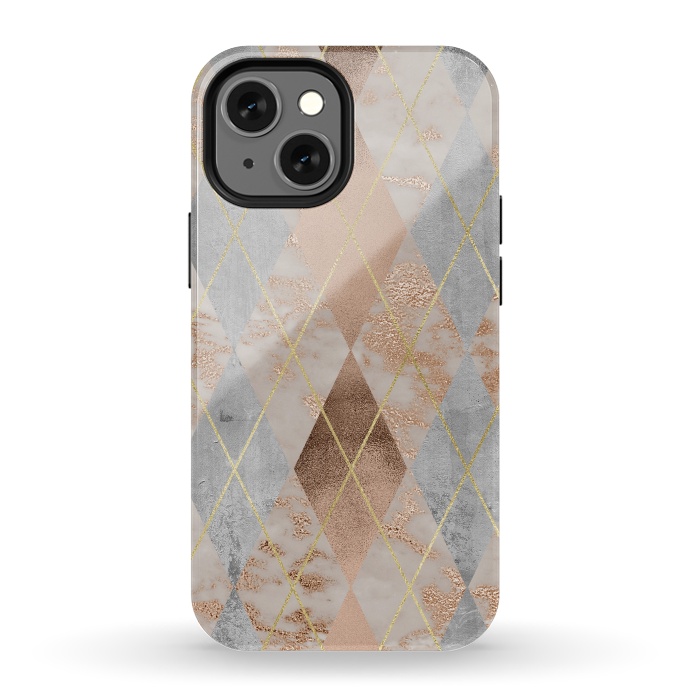 iPhone 13 mini StrongFit Trendy Argyle Marble and Concrete Copper Pattern by  Utart