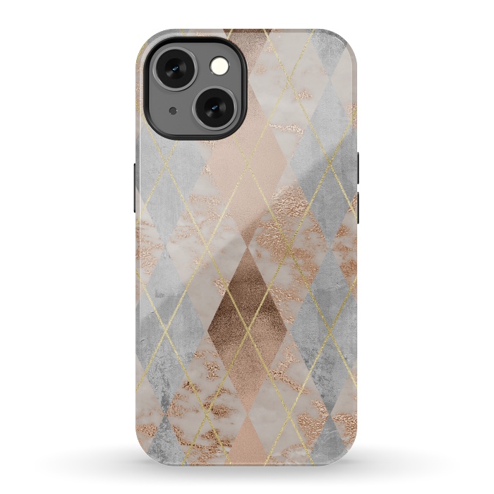 iPhone 13 StrongFit Trendy Argyle Marble and Concrete Copper Pattern by  Utart