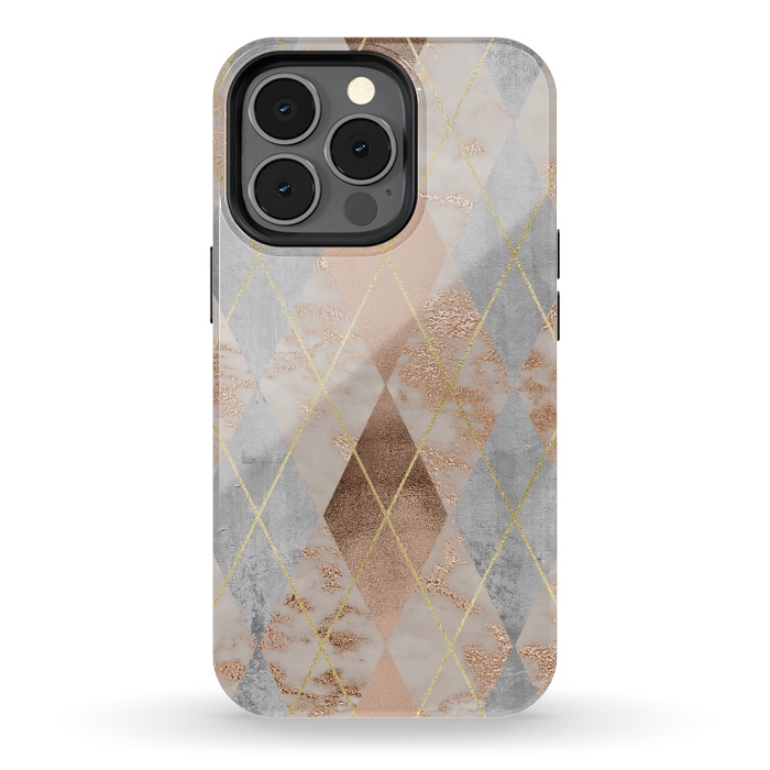 iPhone 13 pro StrongFit Trendy Argyle Marble and Concrete Copper Pattern by  Utart