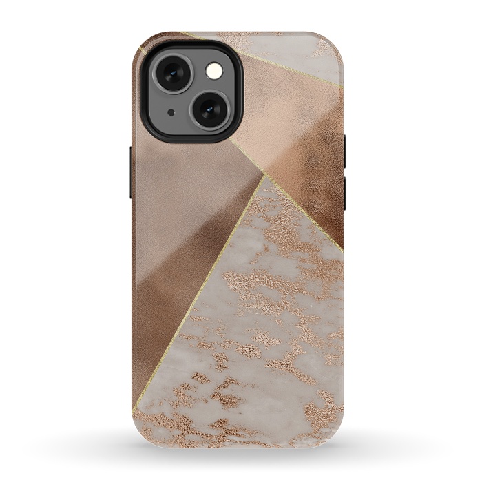 iPhone 13 mini StrongFit Modern minimalistic Copper Marble Triangles  by  Utart