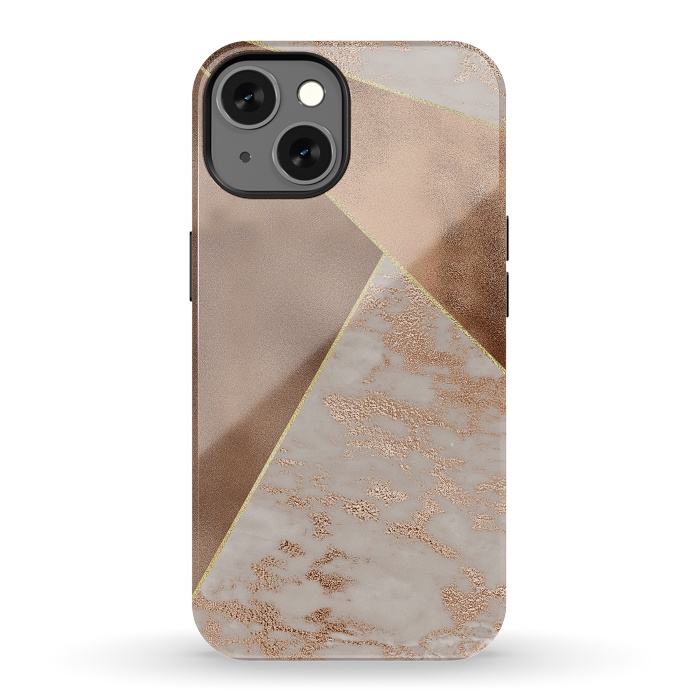 iPhone 13 StrongFit Modern minimalistic Copper Marble Triangles  by  Utart