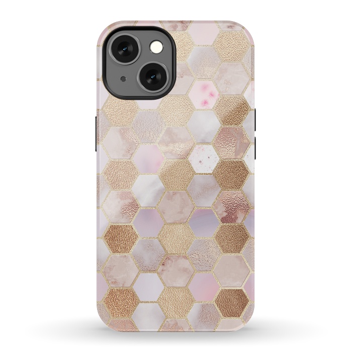iPhone 13 StrongFit Rose Gold Copper Honeycomb Pattern by  Utart