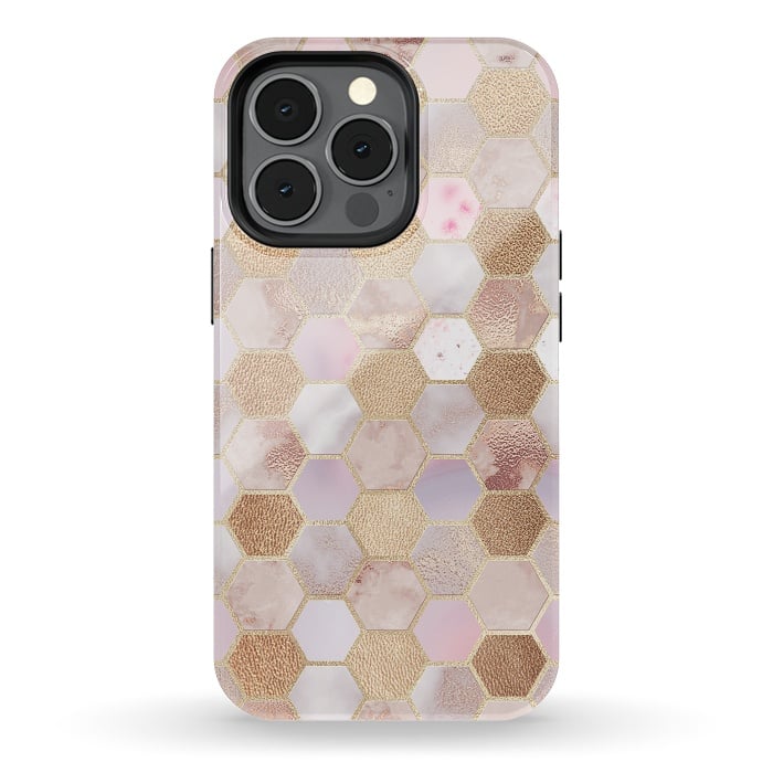 iPhone 13 pro StrongFit Rose Gold Copper Honeycomb Pattern by  Utart