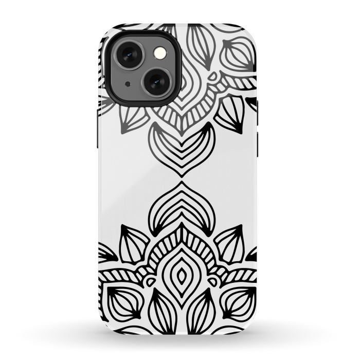 iPhone 13 mini StrongFit black and white mandala by haroulita
