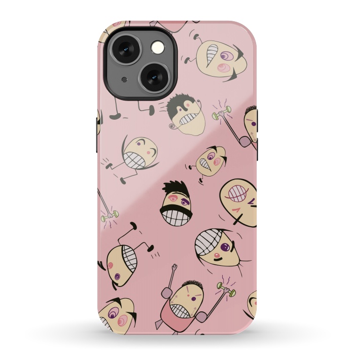 iPhone 13 StrongFit Egg Heads on Pink by Paula Ohreen