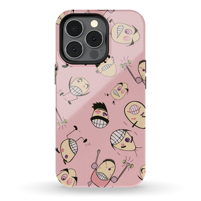 iPhone 13 pro StrongFit Egg Heads on Pink by Paula Ohreen