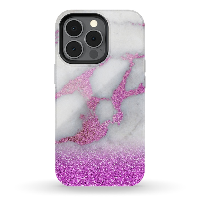 iPhone 13 pro StrongFit Purple Glitter Veined Gray Marble by  Utart