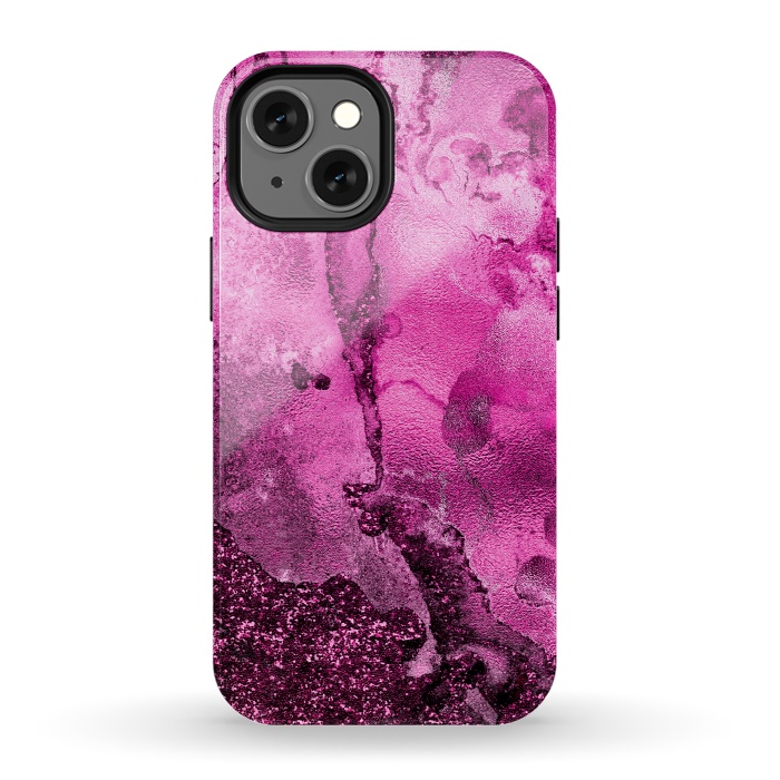 iPhone 13 mini StrongFit Purple and Pink Glittering Ink Marble by  Utart