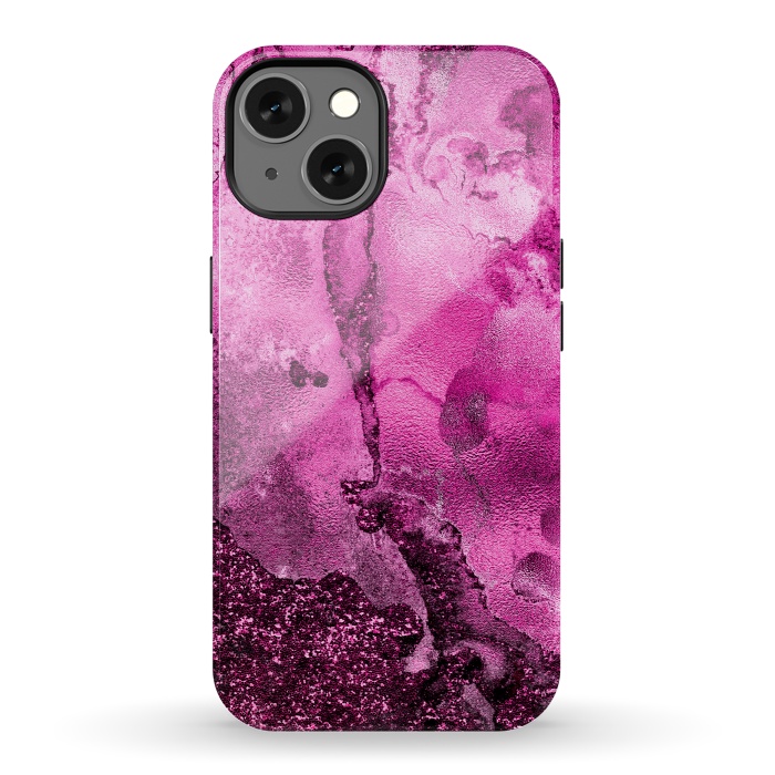 iPhone 13 StrongFit Purple and Pink Glittering Ink Marble by  Utart