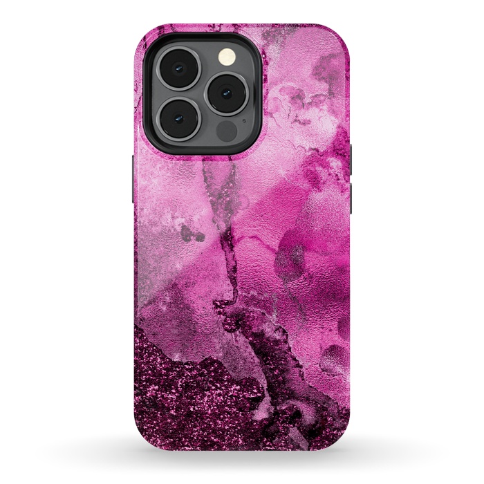 iPhone 13 pro StrongFit Purple and Pink Glittering Ink Marble by  Utart