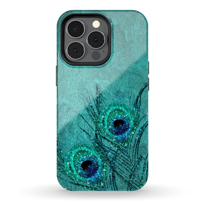 iPhone 13 pro StrongFit Peacock Sparkle Feathers by  Utart