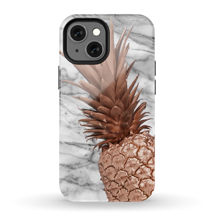 iPhone 13 mini StrongFit Rose Gold Pineapple on Marble by  Utart