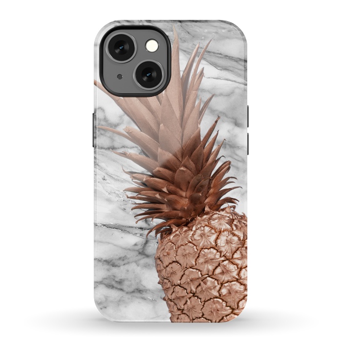 iPhone 13 StrongFit Rose Gold Pineapple on Marble by  Utart