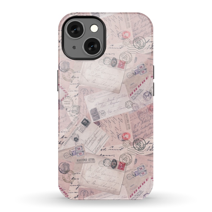 iPhone 13 StrongFit Vintage Letter Collage In Soft Pink by Andrea Haase