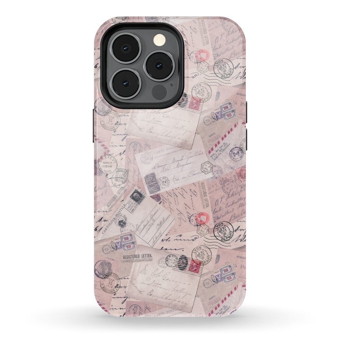 iPhone 13 pro StrongFit Vintage Letter Collage In Soft Pink by Andrea Haase