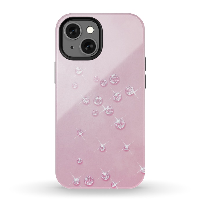 iPhone 13 mini StrongFit Sparkling Pink Rhinestones by Andrea Haase