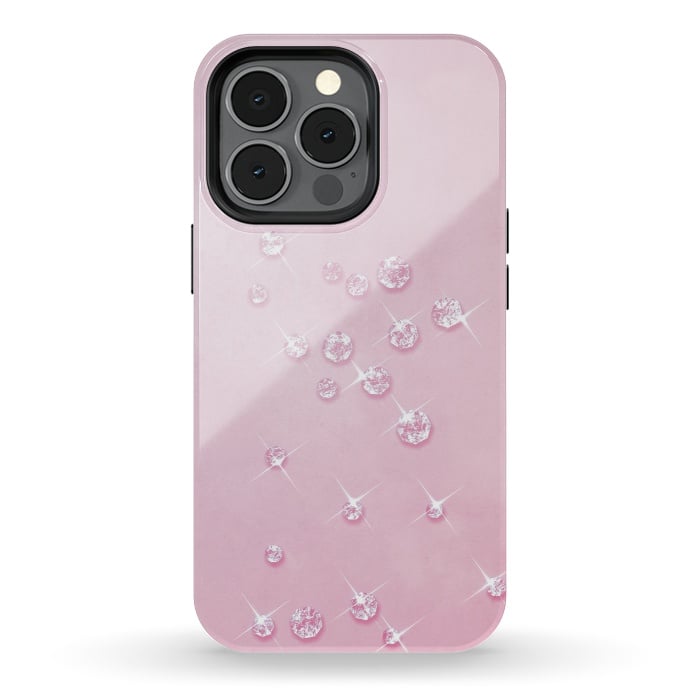 iPhone 13 pro StrongFit Sparkling Pink Rhinestones by Andrea Haase