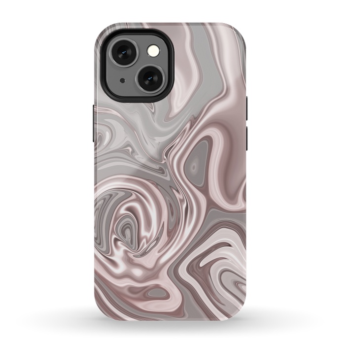 iPhone 13 mini StrongFit Rose Gold Gray Marbled Paint by Andrea Haase