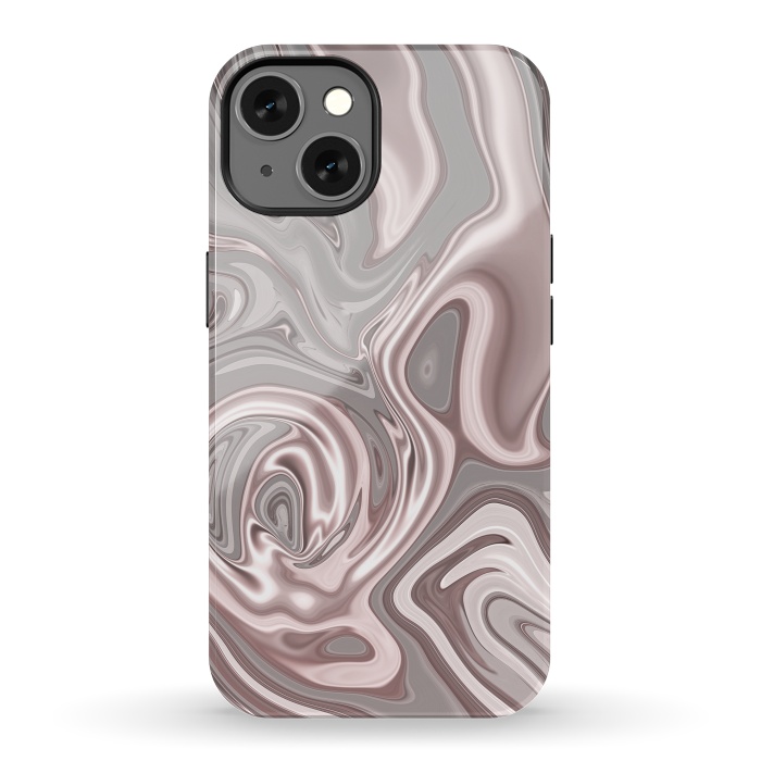 iPhone 13 StrongFit Rose Gold Gray Marbled Paint by Andrea Haase