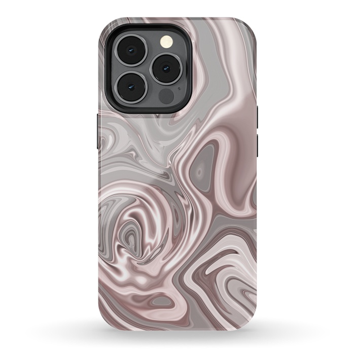 iPhone 13 pro StrongFit Rose Gold Gray Marbled Paint by Andrea Haase
