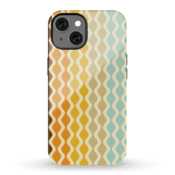 iPhone 13 StrongFit Falling Waves in Orange and Blue by Paula Ohreen